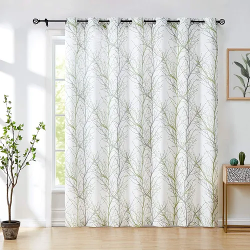 Miniatura 15 de FMFUNCTEX Cortinas de Lino Semitransparentes para Dormitorio, Cortinas Azules y Blancas de 63 Pulgadas de Largo para Sala de Estar, Cortinas de Rama