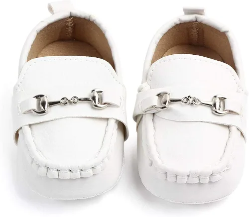 Miniatura 3 de QIETION Mocasines para bebés y niñas, bonitos zapatos de cuna para recién nacidos, tenis de poliuretano precaminante, perfectos para bautizogateoboda