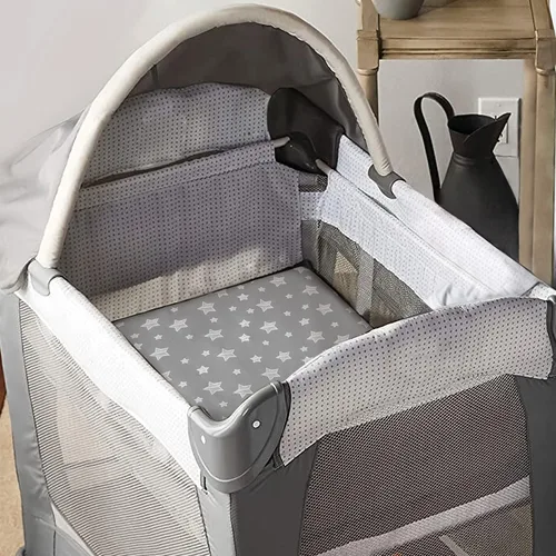 Miniatura 5 de Paquete de 2 sábanas impermeables para moisés, compatibles con cuna Graco Travel Lite, suaves y transpirables, 31 x 21 pulgadas
