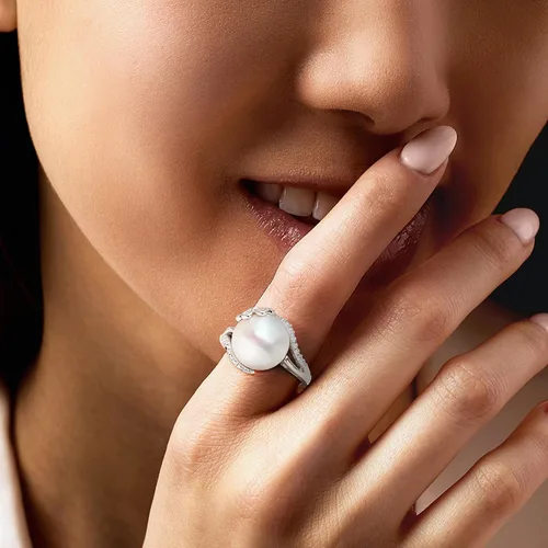 Miniatura 2 de Ross-Simons 12-12.5mm Cultured Pearl Ring With Diamonds in Sterling Silver