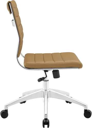 Miniatura 3 de LexMod Jive silla de oficina ejecutiva acanalada respaldo alto, Poliuretano, Bronceado Beige Bronceado