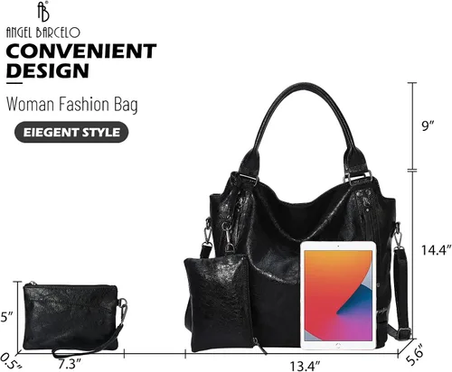 Miniatura 2 de Angel Barcelo - Bolsa de mano grande de piel suave con correa para el hombro para mujer