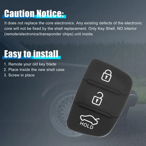 Miniatura 6 de X AUTOHAUX 3 botón coche remoto Fob caso inserto de goma almohadilla teclado reemplazo para Hyundai
