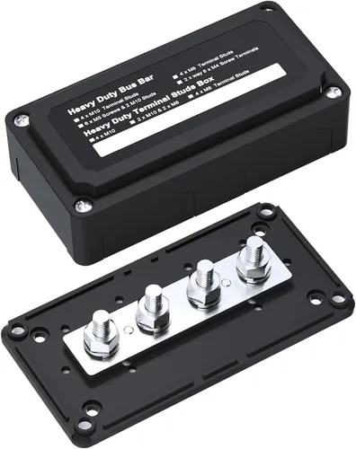 Miniatura 10 de 2 piezas 300A Barra de autobús Barra de distribución de energía de latón 4 3/8 pulgadas (M10) Pernos Barra de autobús Terminal positivo negativo a