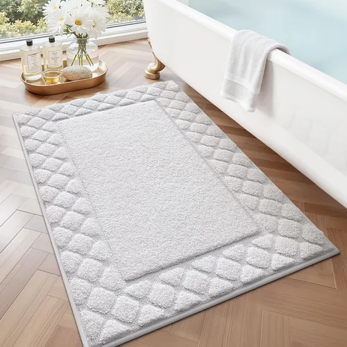 Miniatura 10 de LUMI Tapetes de baño, ultra suaves y absorbentes, para ducha, antideslizantes, lavables, con respaldo de goma, tapete de felpa de microfibra