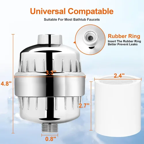 Miniatura 9 de BBLIFE Filtro de ducha para agua dura, cabezal de ducha purificador de alto rendimiento que elimina el 99% de cloro, plomo, flúor y toxinas, suaviza