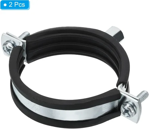 Miniatura 3 de PATIKIL Gancho de tubo de anillo dividido, 2 piezas de 2.5 pulgadas (2.559 in) de hierro chapado en zinc ajustable para montaje en pared, montaje