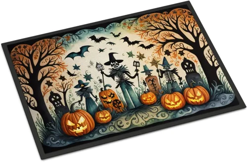 Miniatura 58 de Caroline's Treasures DAC2223MAT - Felpudo espeluznante de Halloween con gato negro de 18 x 27 pulgadas, tapete para puerta delantera