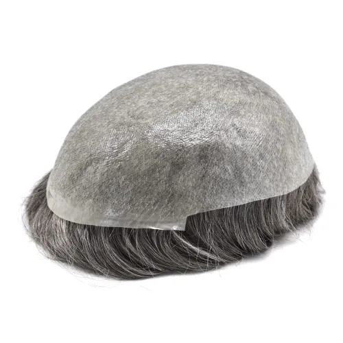 Miniatura 4 de Cabello humano para hombres, tupé, piezas de cabello humano europeo, todo en V, artesanía, 0.002 in, piel fina, sistemas de reemplazo de cabello