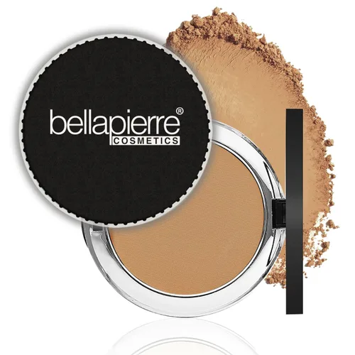 bellapierre Base mineral compacta SPF 15, maquillaje natural vegano y libre de crueldad, base mate de cobertura completa, hipoalergénica, sin aceite