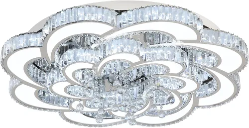 Miniatura 8 de Flashing God Mini Candelabros de Cristal de 12'' de Diámetro Plateados Lámpara de Techo LED Moderna de Montaje Empotrado con Cristales Lámpara