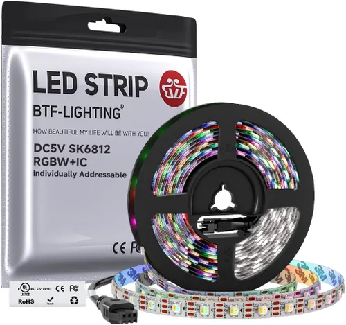 Miniatura 23 de BTF-LIGHTING RGBW RGB+Blanco Frío SK6812 (Similar WS2812B) 4 Colores en 1 Tira LED, Direccionable Individual, 16.4 pies, 60 píxel/m, 300LED Luz