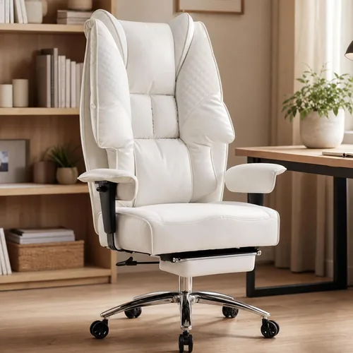 Miniatura 12 de EXCEBET Silla de oficina grande y alta de 400 libras de ancho, silla de oficina ejecutiva de cuero con respaldo alto con reposapiés, sillas Malla
