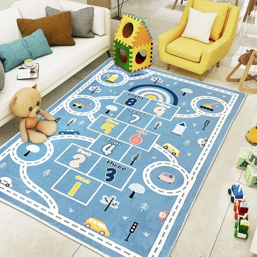 Alfombra de juego infantil de 4 x 6 pies, alfombra grande de Hopscotch para niños, para dormitorio, sala de juegos, alfombra suave para aula, área