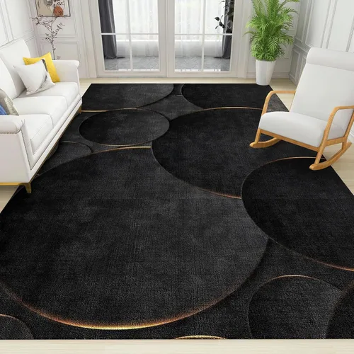Miniatura 9 de Alfombra de área estampada azul, retro, envejecida, antideslizante, para interiores, sala de estar, lavable a máquina, transpirable para sala