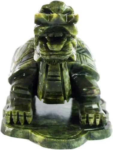 Miniatura 3 de LILOVE Feng Shui chino gran tortuga de dragón de jade verde para la riqueza estatua escultura figuritas