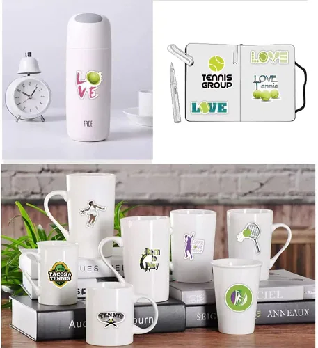 Miniatura 5 de Calcomanías de tenis 50 calcomanías de vinilo impermeables para botellas de agua, laptop, equipaje, computadora, teléfono celular, patineta