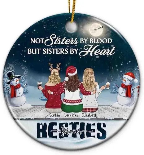 Miniatura 12 de Adorno personalizado con texto en inglés «Best Friend are Hard to Find Because The Very Best is Already Mine», adorno de Navidad personalizado 2023