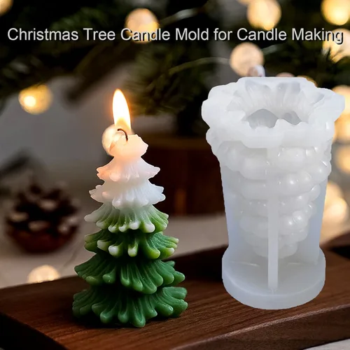 Miniatura 3 de Molde de Árbol de Navidad para Velas, Molde de Árbol de Pino 3D de Silicona para Hacer Velas Aromaterapia Cera Resina Epoxy para Jabón Fiesta de 02