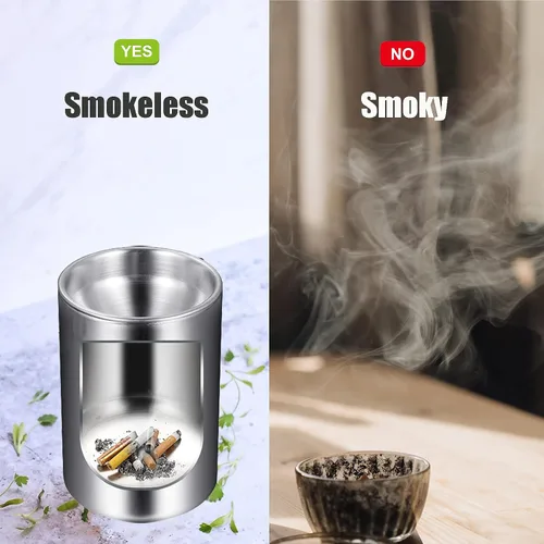 Miniatura 5 de Cenicero de automóvil con tapa, a prueba de olores, cenicero automático sin humo, bandeja de cenizas para portavasos de automóvil, portátil
