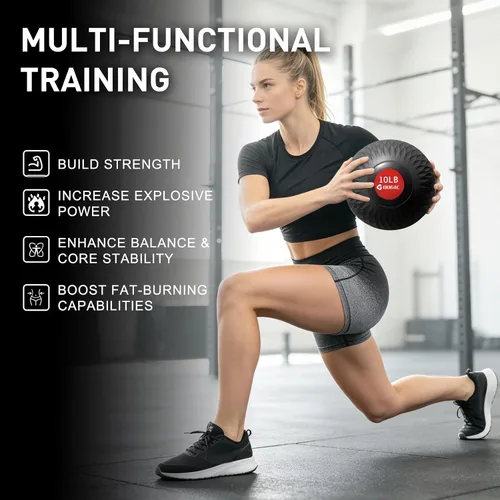 Miniatura 5 de Slam Ball 8-10 lb Medicine Ball Weighted Balls for Exercise and Workout, Strength, Cardio, Cross-Training and Core Workouts