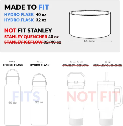 Miniatura 8 de Funda protectora de silicona tipo bota para botella para Owala FreeSip de 40 oz, Hydro Flask de 32-40 oz, Iron Flask, Takeya, Thermoflask