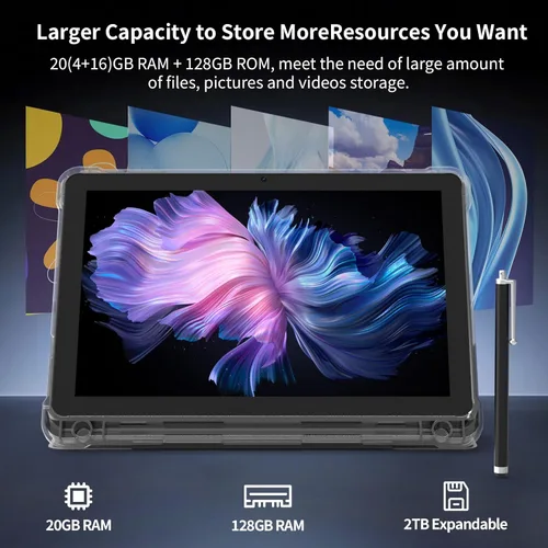 Miniatura 4 de Tableta Android 15 de 10 pulgadas, tabletas de 20 GB RAM 128 GB ROM 2 TB expandible, tableta PC con procesador Quad-Core de 2.0 Ghz con estuche