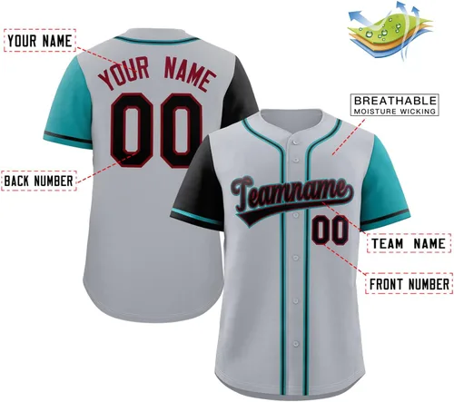 Miniatura 112 de Camisetas de béisbol personalizadas con botones de manga corta, número de nombre cosido personalizado / impreso para adultos y jóvenes