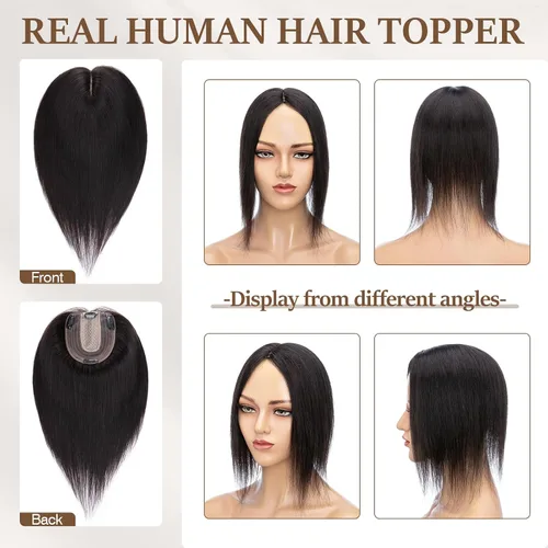 Miniatura 153 de Rich Choices Pelucas con topper de cabello para mujeres, cabello humano real 100% Remy, sin flequillo, para mujeres con adelgazamiento en la parte
