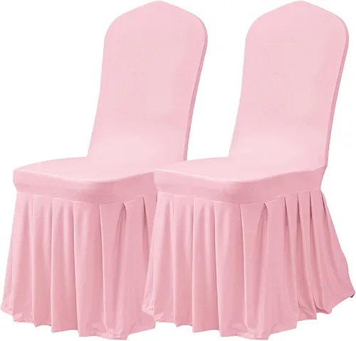 Miniatura 8 de Dimatic Juego de 2 fundas elásticas para sillas de comedor, fundas Parsons con falda, de elastano súper ajuste, funda protectora de asiento para Azul