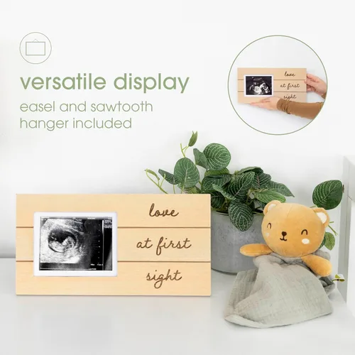 Miniatura 2 de Pearhead Love At First Sight - Marco de fotos de madera para sonogramas, marco de anuncio de embarazo con ultrasonido, decoración ideal para niños