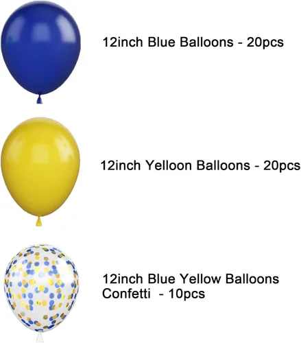 Miniatura 2 de Globos azules y amarillos, globos de confeti azul y amarillo para decoración de fiestas, 12 pulgadas, paquete de 50