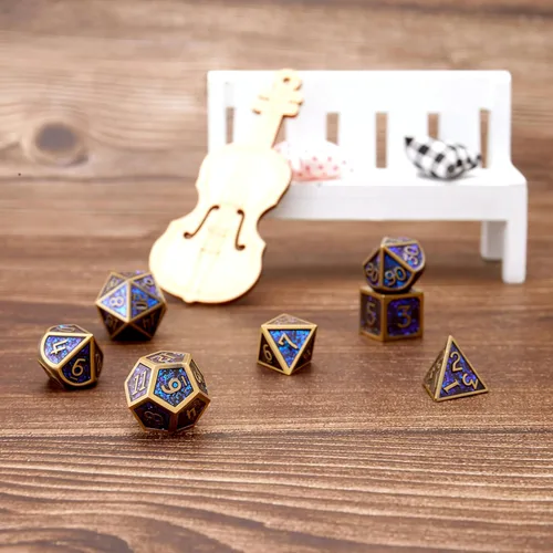 Miniatura 5 de Juego de dados de metal D&D Dragón y mazmorra de metal poliédrico, estilo punk, juego de rol RPG Explorer, MTG Pioneer Game DND, juego de dados