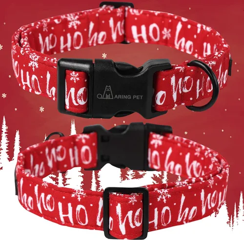 Miniatura 2 de Aring Pet Collar navideño para perro, lindo, ajustable, de algodón, para cachorros, perros pequeños, medianos y grandes, con copos de nieve, rojo Z