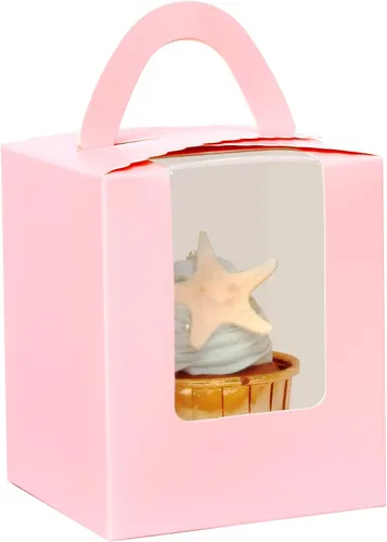 Miniatura 15 de qiqee Cajas individuales de cupcakes de Navidad, 50 unidades, cajas de magdalenas individuales con ventana 3.7 "3.7" x 4.5 " caja de magdalenas