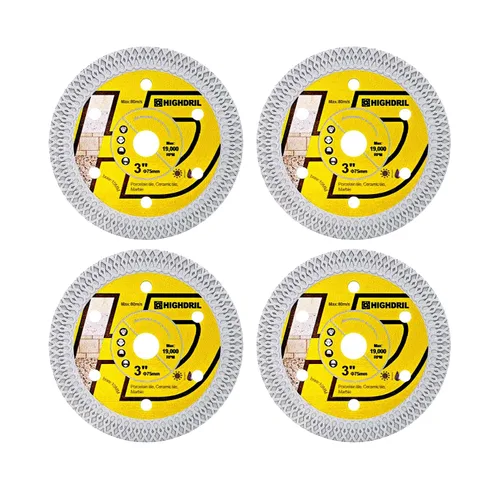 Miniatura 8 de HIGHDRIL Juego de hojas de sierra circular de 3" 75mm, 4 piezas - Disco de corte de diamante/HSS/TCT para amoladora angular para cortar metal
