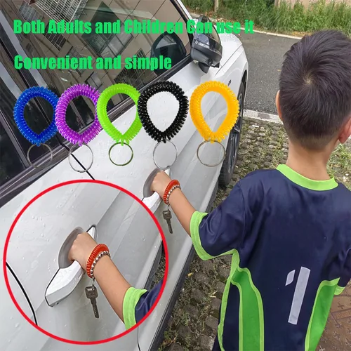 Miniatura 6 de 10 pulseras coloridas de bobina de muñeca, llavero en espiral, pulsera para llavero para piscina, gimnasio, insignia de identificación