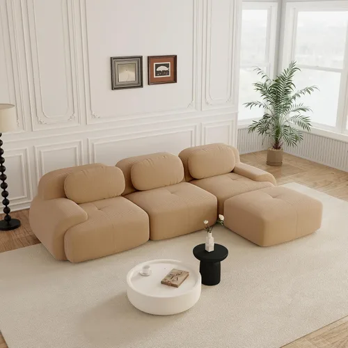 Miniatura 75 de Sofás modulares sin hueso de 152.8 pulgadas para sala de estar, sofá modular con diván en forma de L, cómodo asiento profundo tapizado de tela