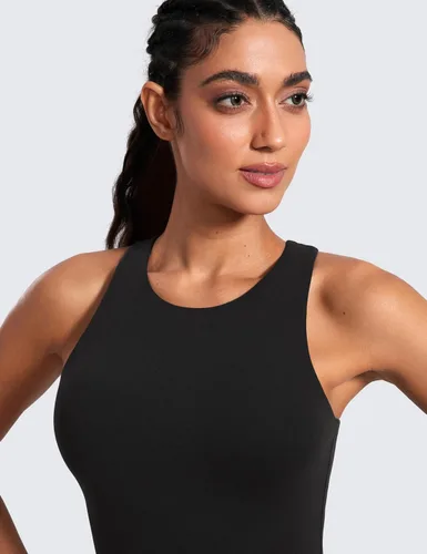 Miniatura 4 de CRZ YOGA Butterluxe - Camiseta sin mangas de entrenamiento para mujer, con espalda cruzada, acolchada, cuello alto, para yoga, atlética con brasier