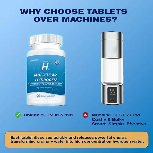 Miniatura 7 de Tabletas de agua de hidrógeno – H2 tabletas de hidrógeno molecular para agua potable, 8 ppm con magnesio, sabor naranja, 60 unidades, electrolitos