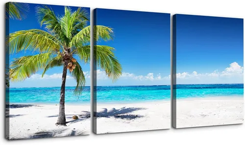 Miniatura 6 de BANHUA1 3 paneles de lienzo con diseño de puesta de sol de mar, arte de pared para decoración del hogar, velero, pintura de pared, impresión sobre