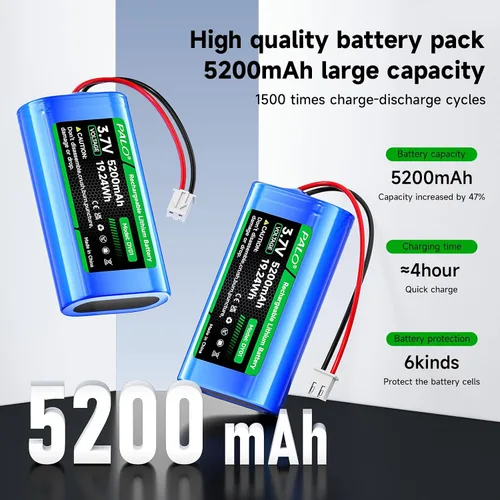Miniatura 2 de Batería de iones de litio de 5200 mAh 3.7 V con enchufe JST-PH JST 2.54/2P (no JST-PH 2.0 2 pines), batería recargable de litio de 3.7 voltios