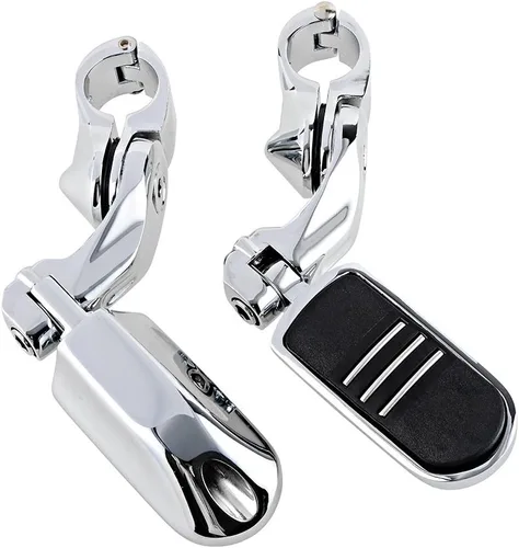 Miniatura 5 de Astra Depot Estriberas cromadas izquierda derecha con reposapiés Streamliner compatible con protector de motor Harley 1 1/4" 1.260 in