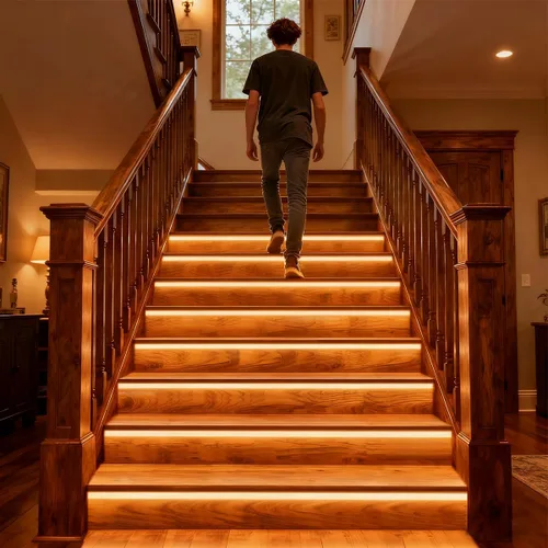 Miniatura 3 de ES32 Luces de paso con sensor de movimiento para interiores, tira de LED COB lineal blanca cálida de 3000 K para escaleras cortables de 4 pies, 20
