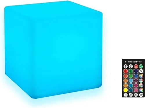 Luz LED en cubo, luz nocturna inalámbrica de 4 pulgadas para niños, lámpara de estado de ánimo recargable con 16 colores cambiantes, cubo cósmico