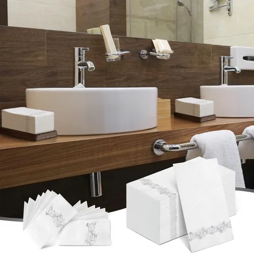 Miniatura 7 de Yinder Paquete de 200 toallas de mano desechables, servilletas de baño, toallas decorativas para invitados, toallas de papel suaves y absorbentes