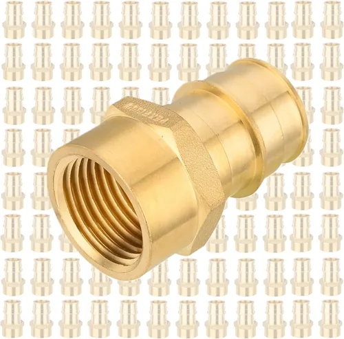 Miniatura 19 de Paquete de 5 accesorios PEX-A, adaptador NPT hembra de expansión de latón de 1 x 1 pulgada, adaptador roscado hembra PEX ASTM F1960 para tubos Pex