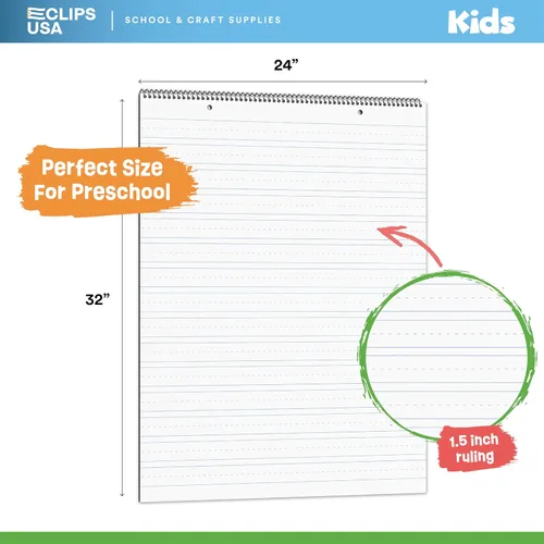Miniatura 2 de E-CLIPS USA Papel de anclaje de papel para profesores, tableta, 24 x 32 pulgadas, rayas de 1 ½ pulgadas, 25 hojas por bloc (paquete de 3)