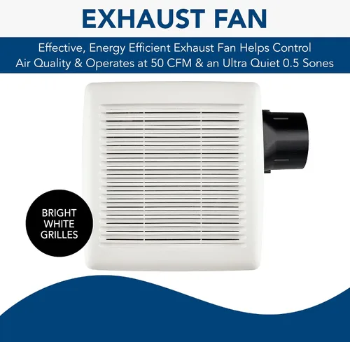 Miniatura 2 de Broan-NuTone AE50 - Ventilador de ventilación con instalación en el lado de la habitación, Certificado ENERGY STAR, para techo o pared, 50 CFM, 0.5