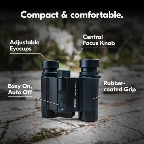 Miniatura 8 de Nikon Prismáticos estabilizados de 10 x 25 – Estabilización óptica de imagen, visión sin borrosidad, diseño impermeable, aumento de 10x para caza